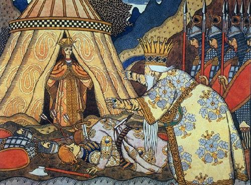 Ivan Bilibin Tsar Dadon meets the Shemakha queen Germany oil painting art